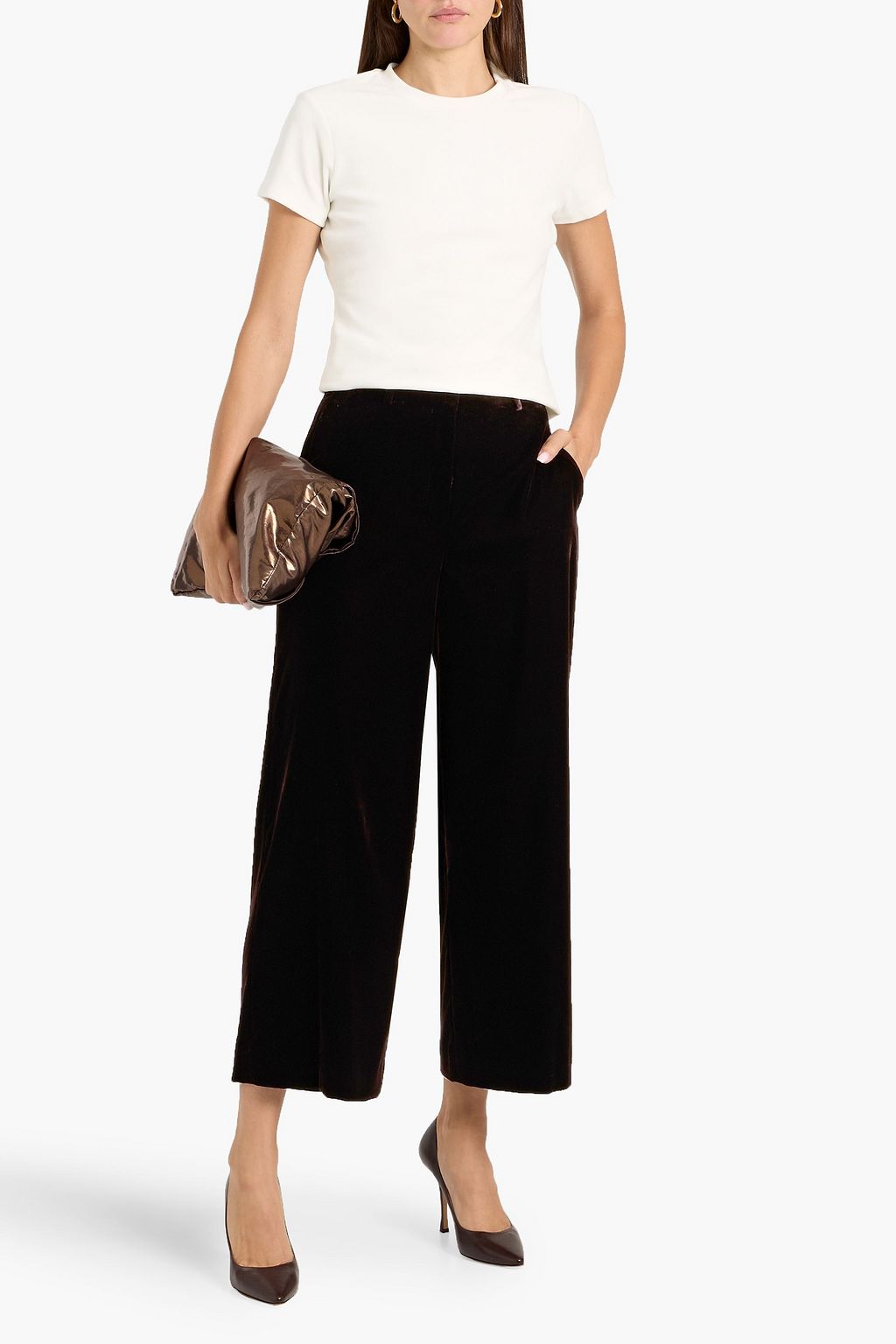 THEORY Cotton-blend velvet T-shirt