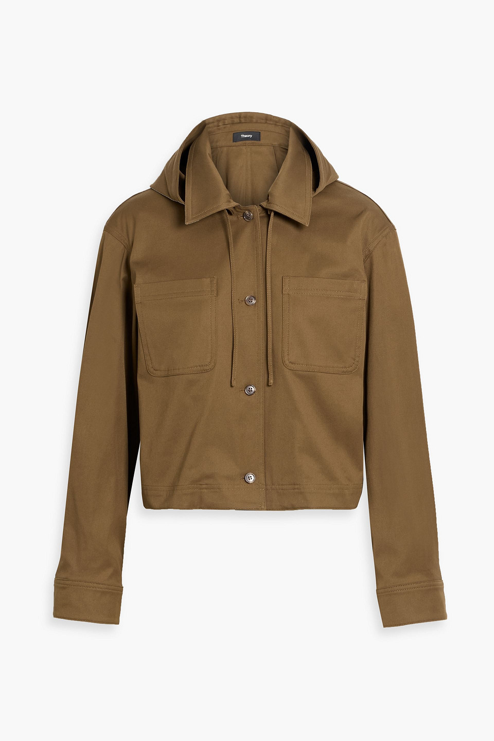 Theory Cotton-blend Twill Hooded Jacket In Brown