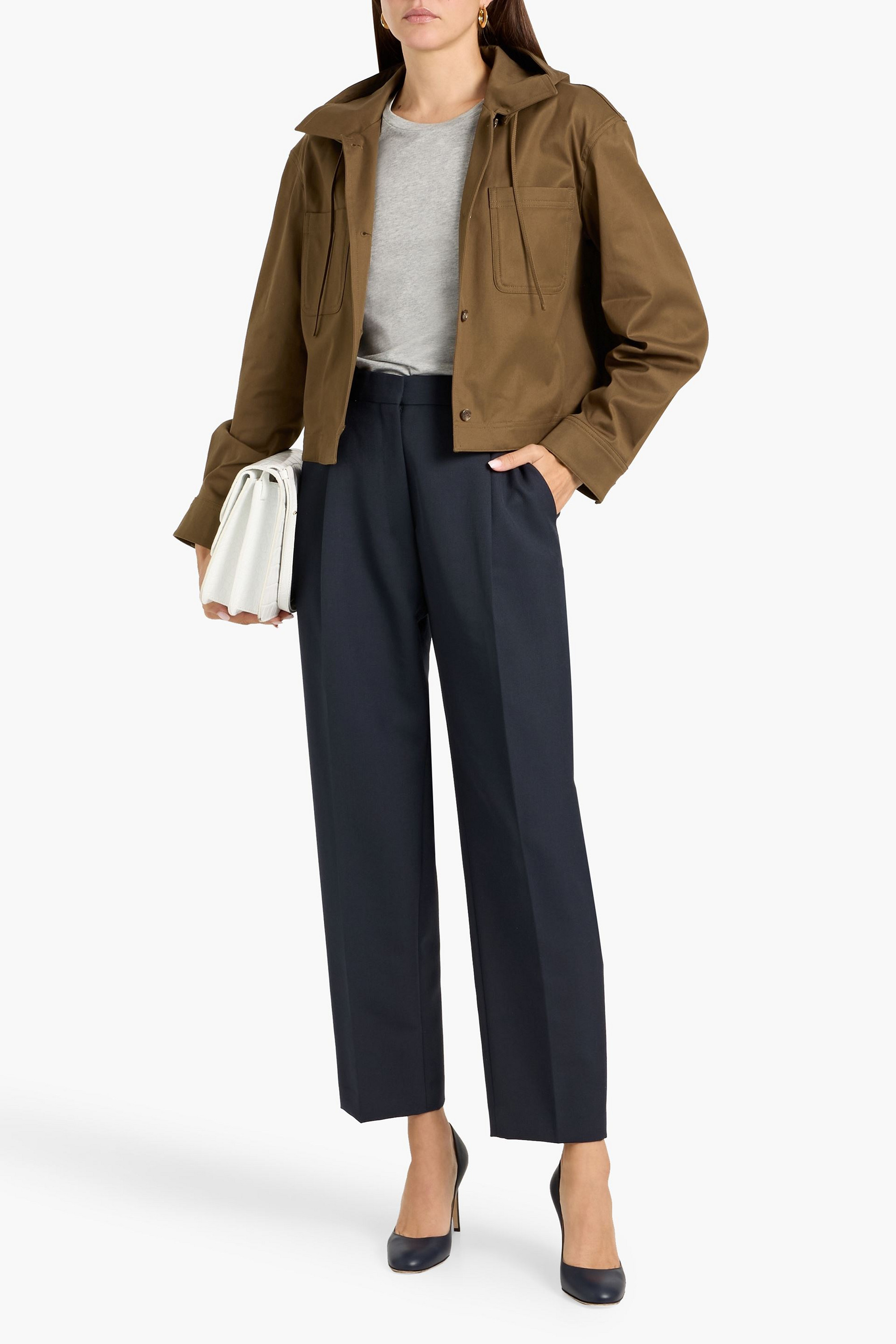 Theory Cotton-blend twill hooded jacket