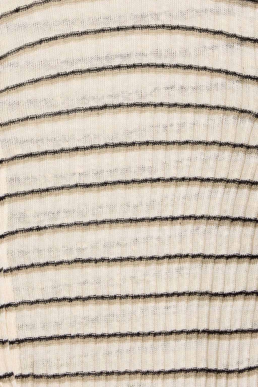 THEORY Ribbed striped linen-blend cardigan
