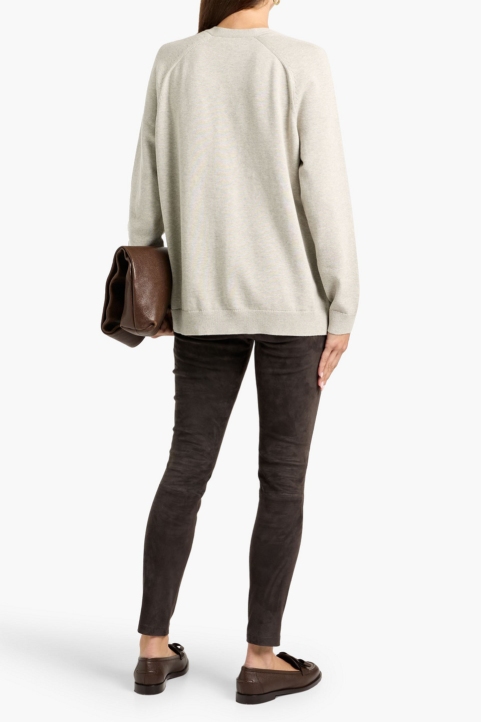 Theory Cotton And Cashmere-blend Cardigan In Gray