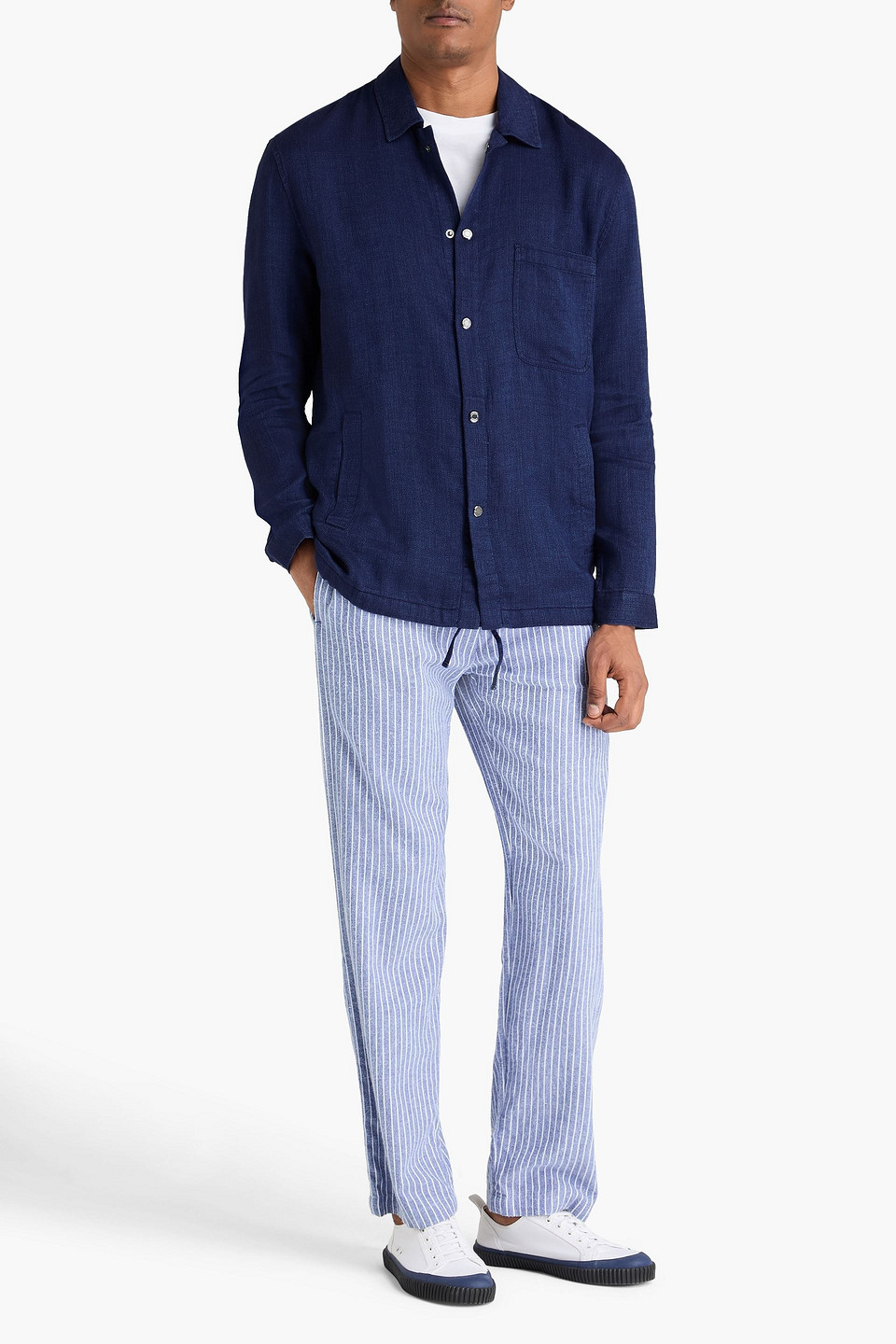 Frescobol Carioca Diego Linen And Cotton-blend Overshirt In Blue