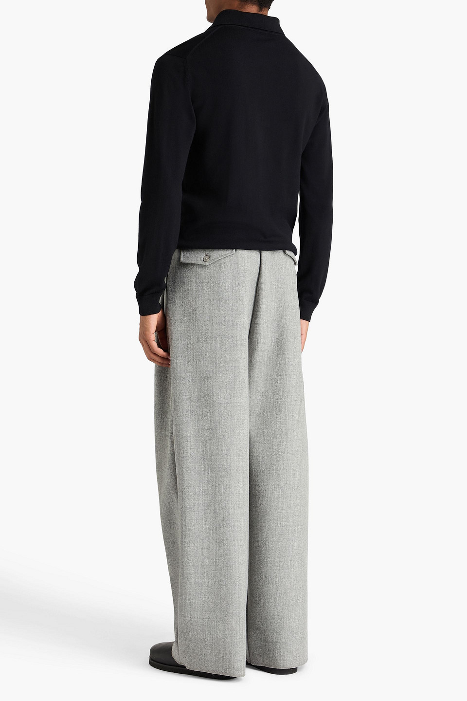 Frescobol Carioca Felix Merino Wool Polo Sweater In Black