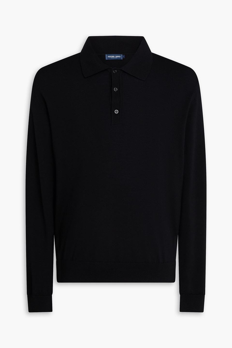 Frescobol Carioca Felix Merino Wool Polo Sweater In Black