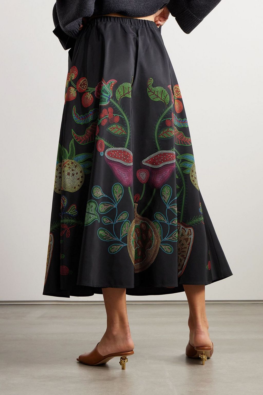LA DOUBLEJ Printed faille midi skirt
