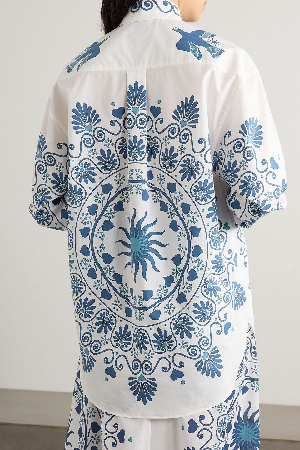 La Doublej Better Than Your Boyfriend's Printed Cotton-poplin Shirt In White