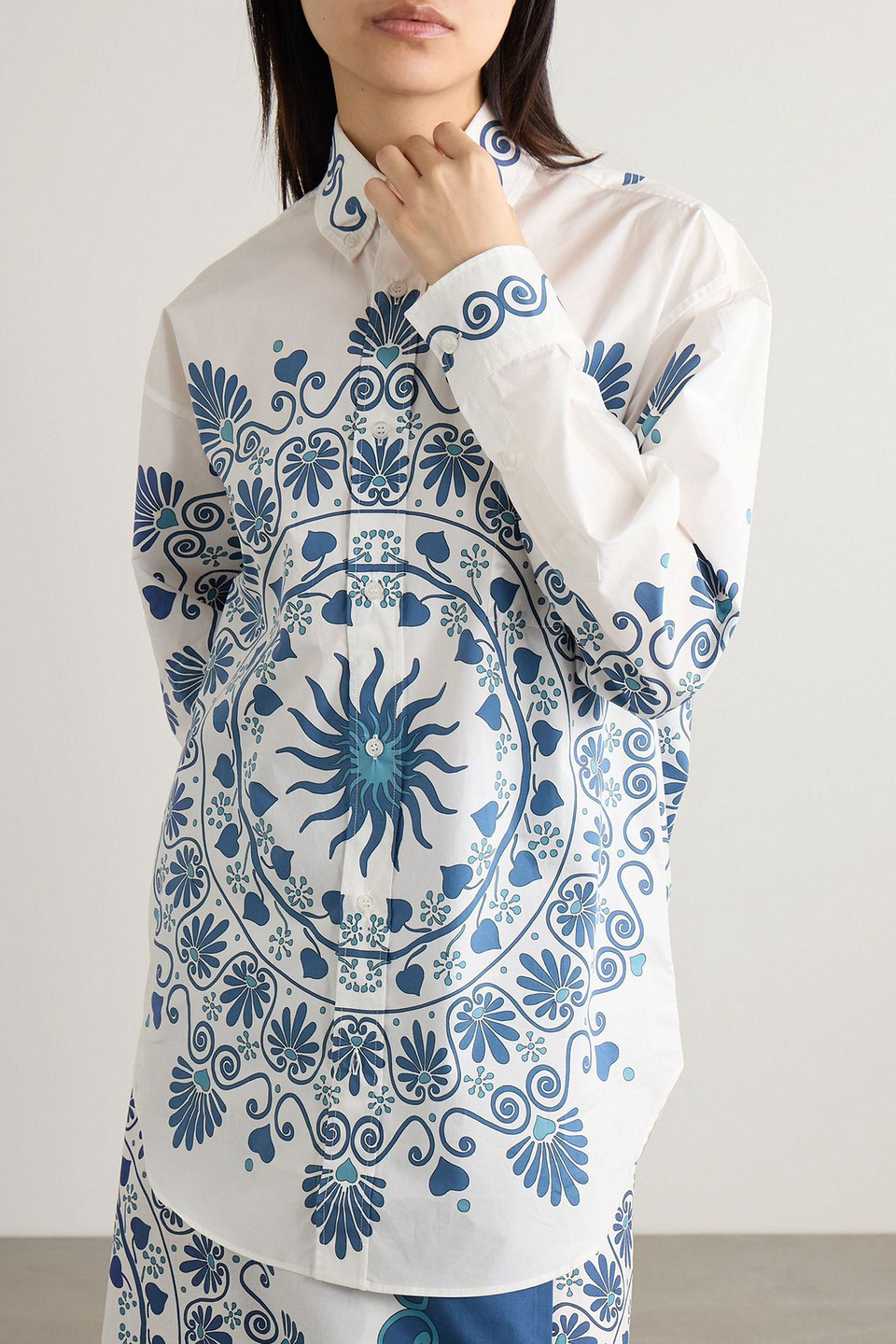 La Doublej Better Than Your Boyfriend's Printed Cotton-poplin Shirt In White