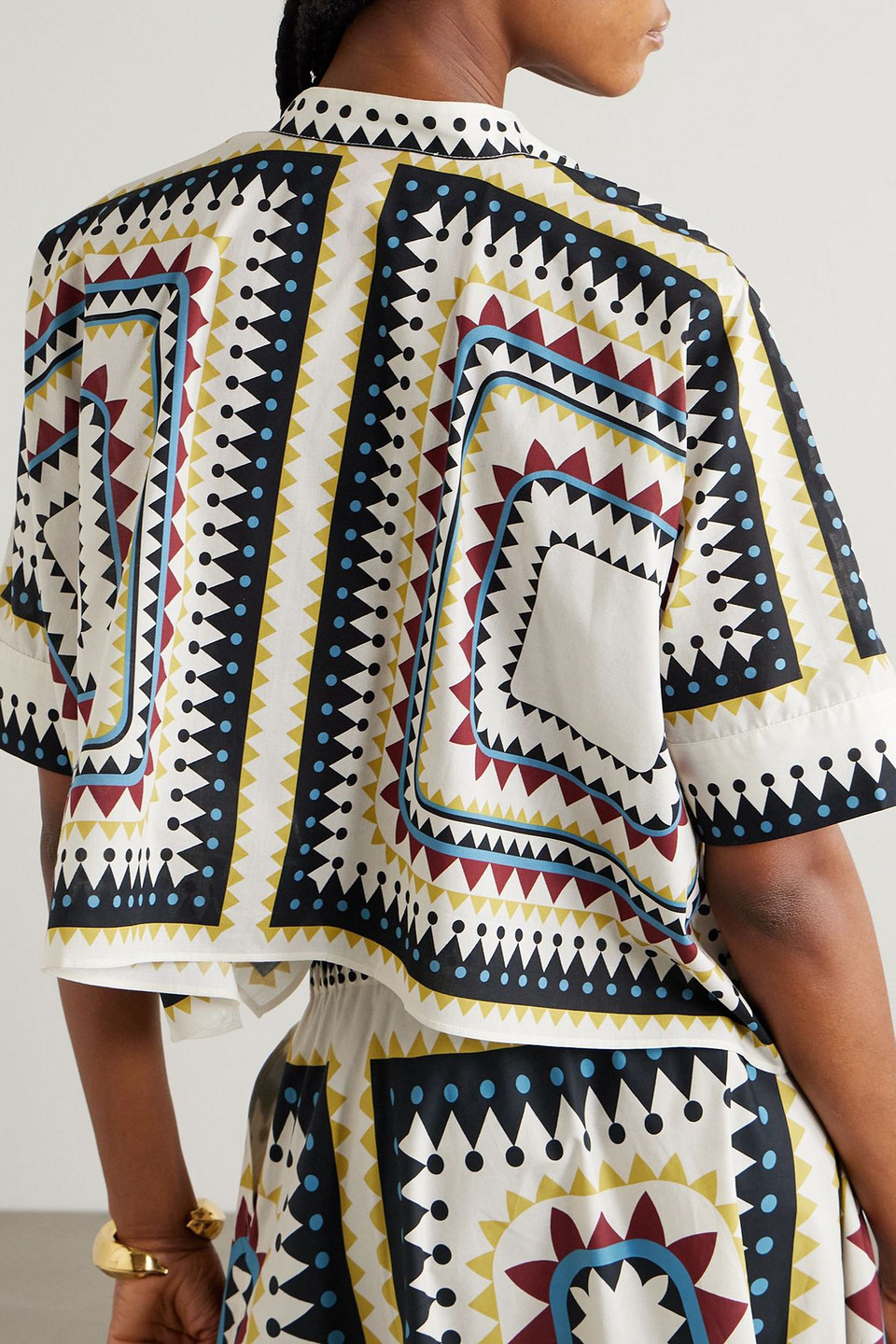 La Doublej Foulard Printed Cotton Shirt In White