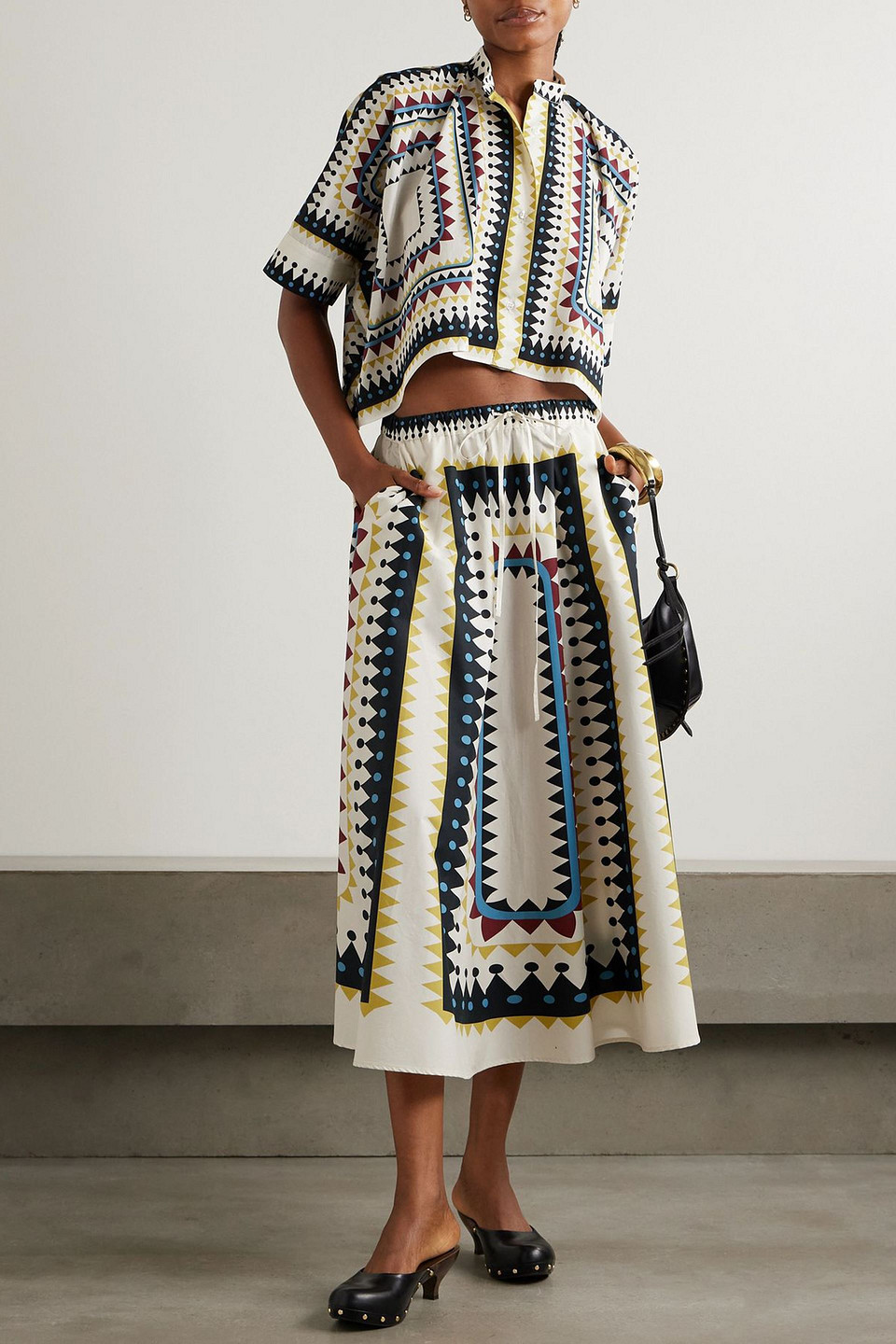 La Doublej Foulard Printed Cotton Shirt In White