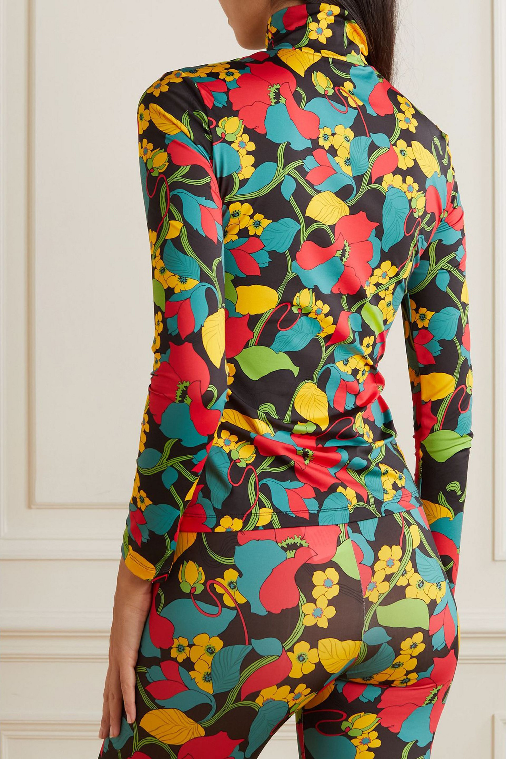 La DoubleJ Floral-print stretch-jersey turtleneck top
