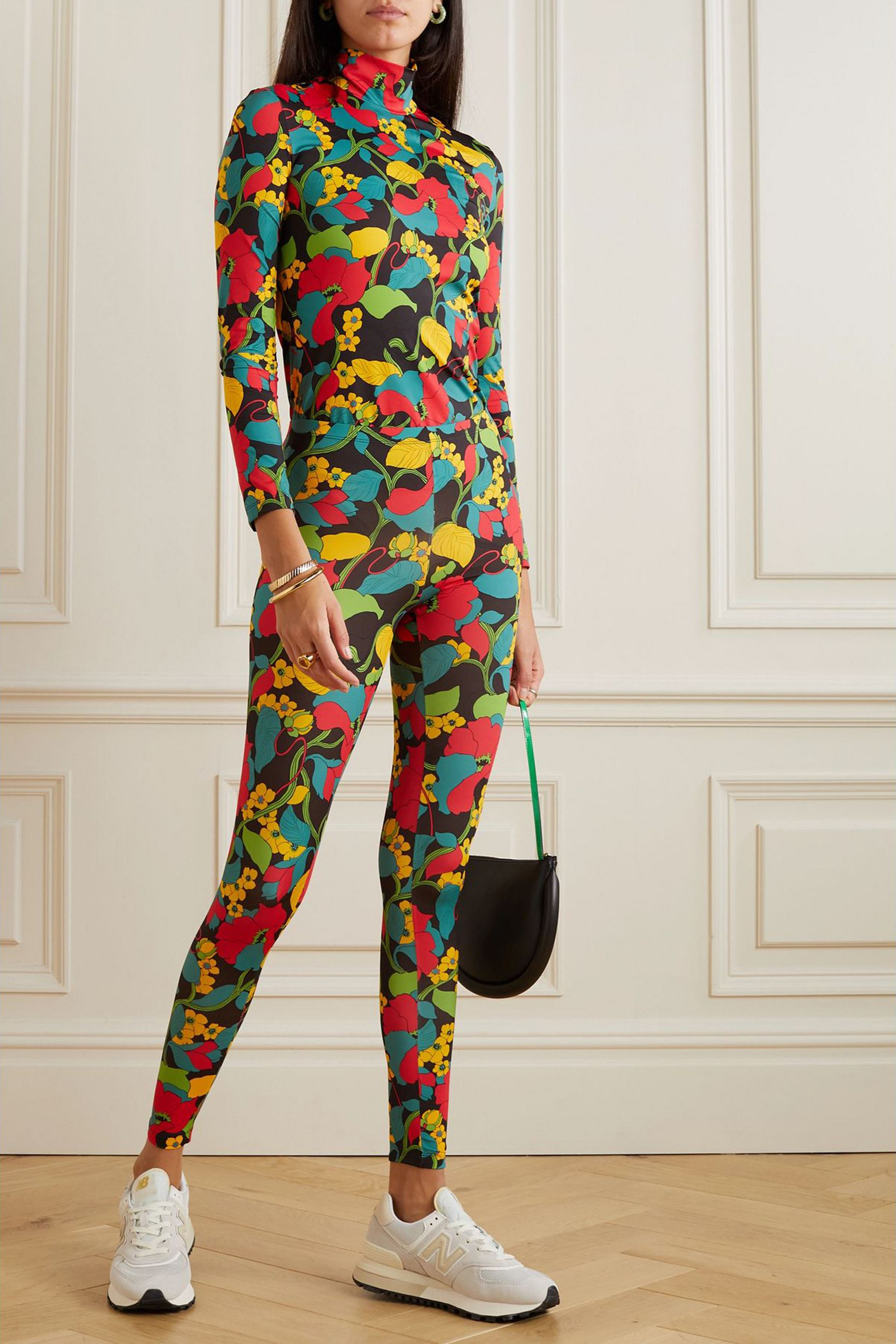 La DoubleJ Floral-print stretch-jersey turtleneck top