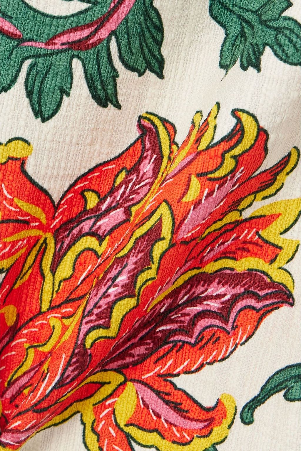 LA DOUBLEJ Minikleid „+ Orlebar Brown“ aus einer Baumwollmischung mit floralem Print und asymmetrischer Schulterpartie