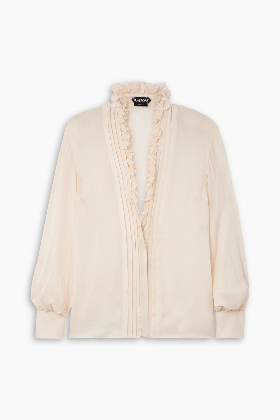 Tom Ford Ruffled Pintucked Silk-georgette Blouse In Pink