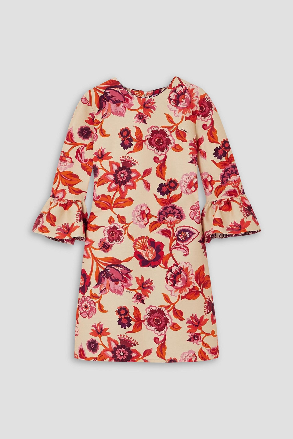 La Doublej 24/7 Floral-print Wool-blend Twill Mini Dress In White