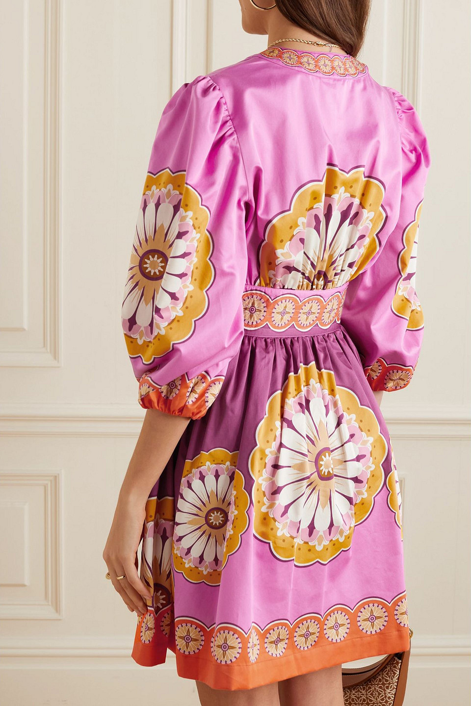 La Doublej Margherita Floral-print Cotton-poplin Mini Dress In Pink