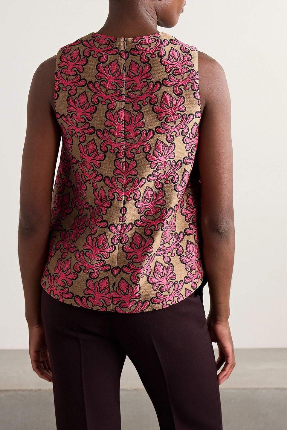 La Doublej La Scala Asymmetric Cotton-blend Jacquard Top In Pink
