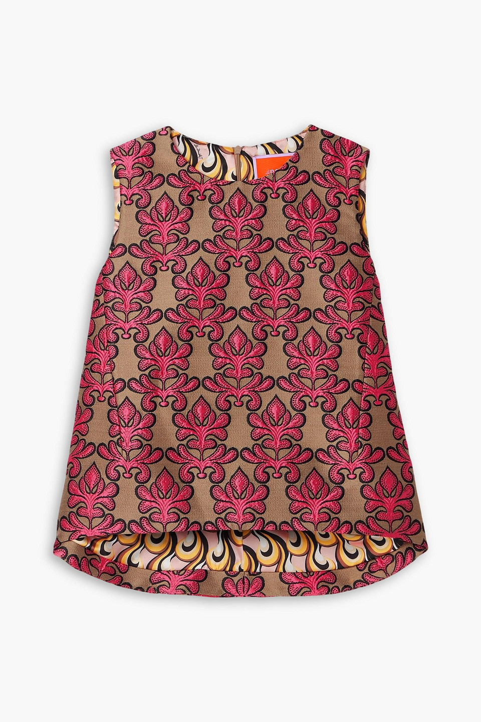 La Doublej La Scala Asymmetric Cotton-blend Jacquard Top In Pink