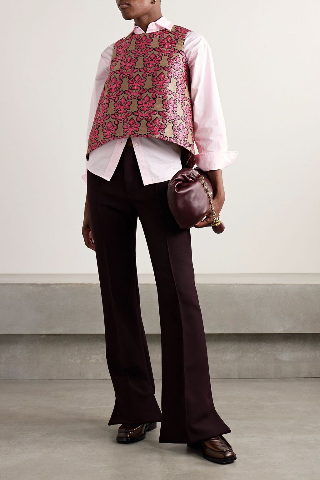 LA DOUBLEJ La Scala asymmetric cotton-blend jacquard top