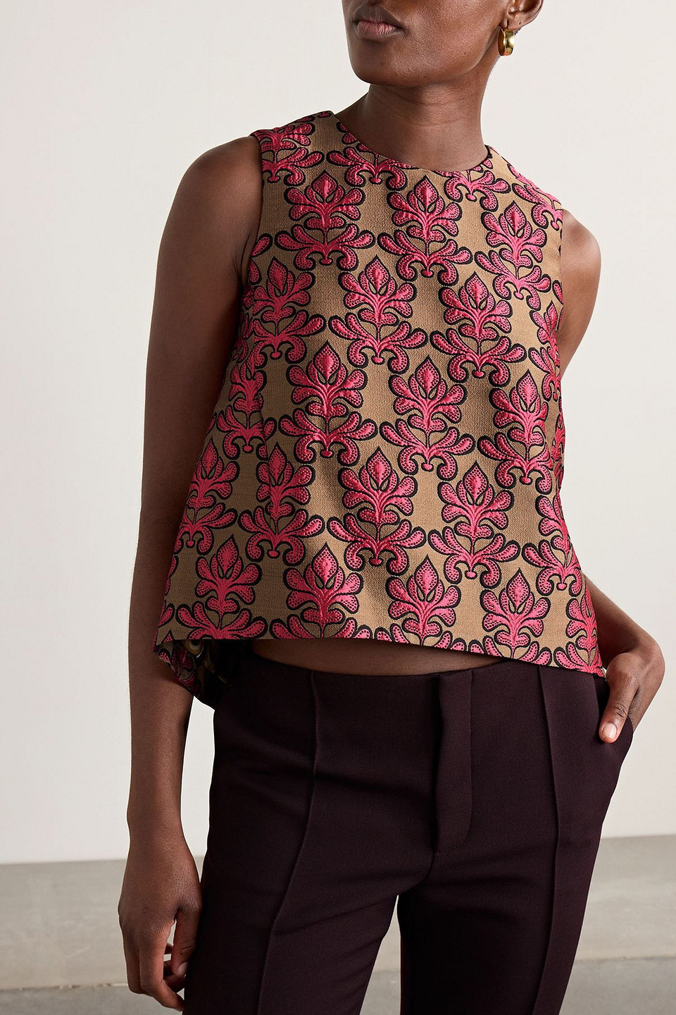 La Doublej La Scala Asymmetric Cotton-blend Jacquard Top In Pink