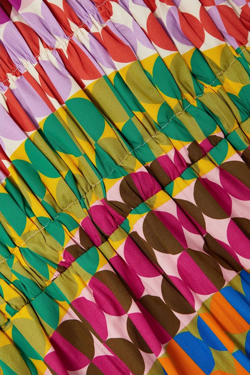 LA DOUBLEJ فستان بينالي متوسط الطول برباط من البوبلين بطبقات متدرجة وبطبعات