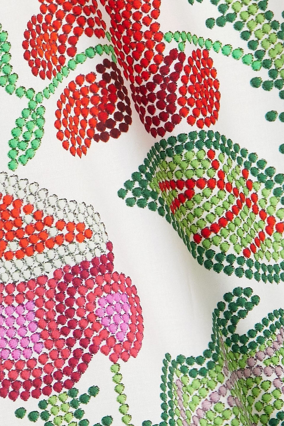 La Doublej Cerere Pussy-bow Ruffled Floral-print Cotton Poplin Blouse In White