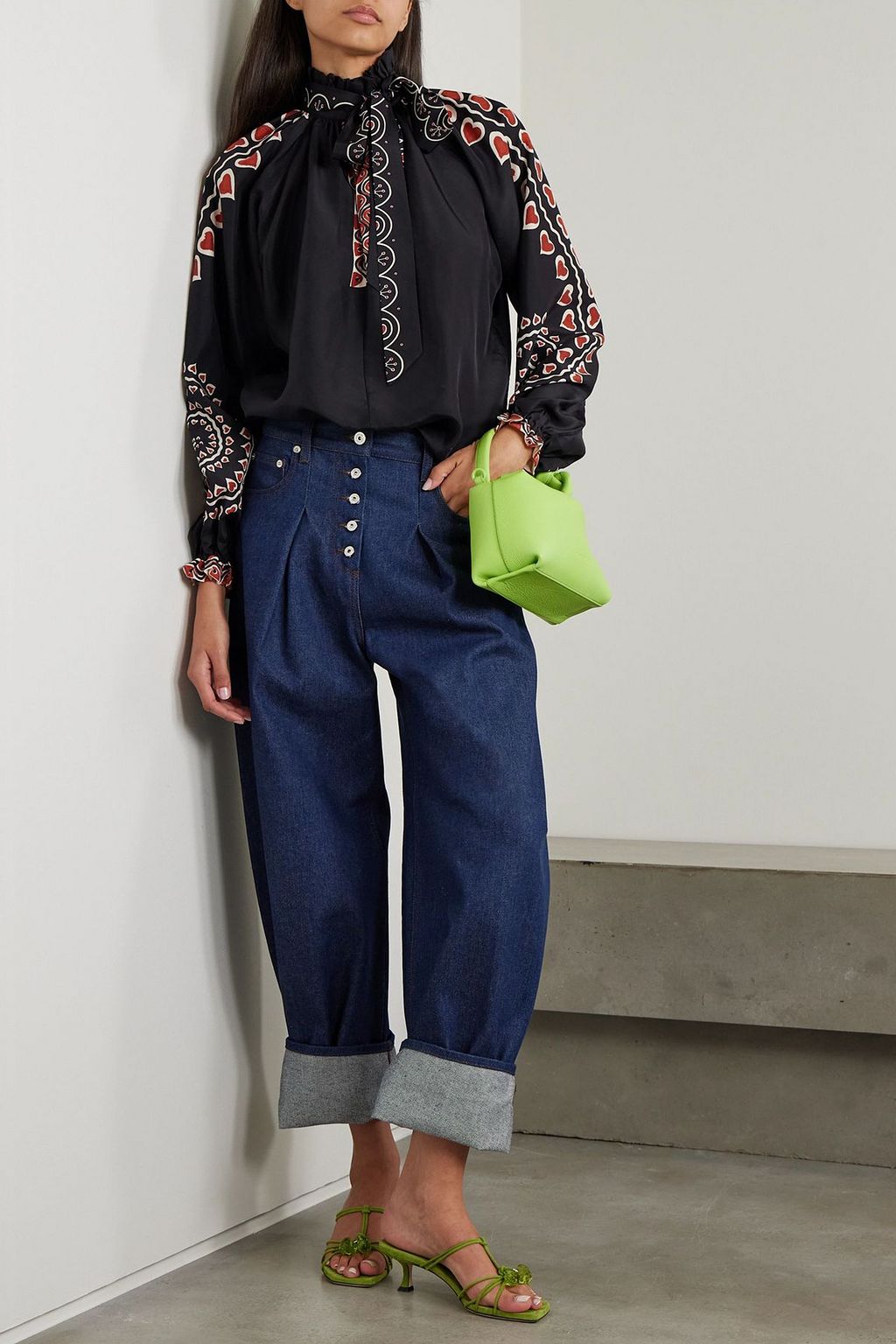 LA DOUBLEJ Cerere ruffled printed silk blouse