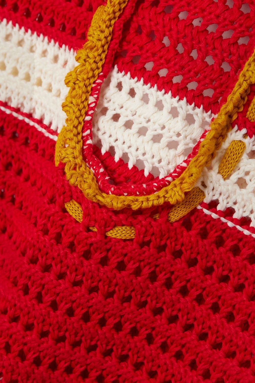 LA DOUBLEJ X ORLEBAR BROWN فستان + أورليبار براون سولت آند فينيجار قصير من القطن بحبكة كروشيه بتصميم مخطط