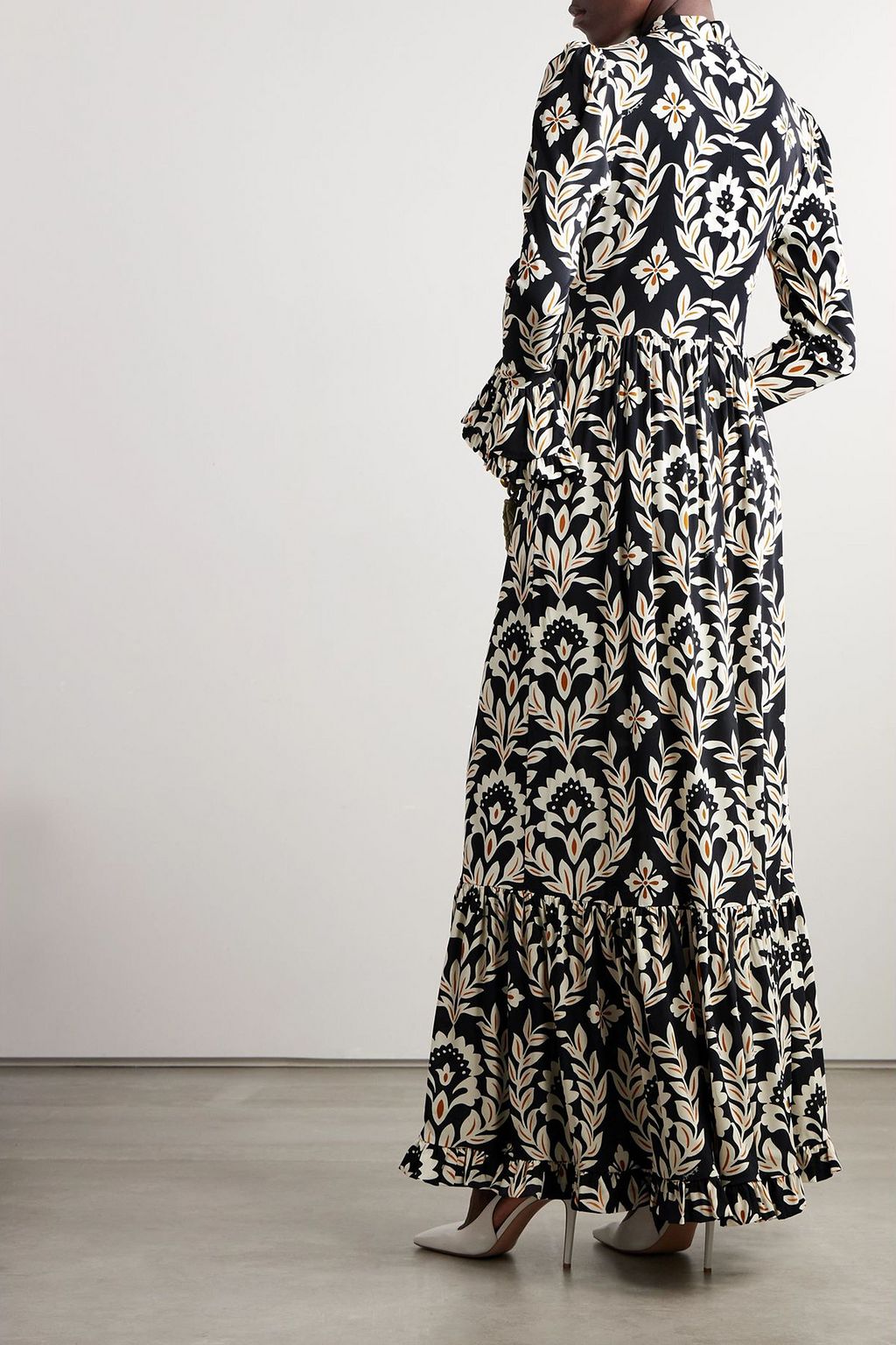 LA DOUBLEJ Visconti tiered printed crepe maxi dress