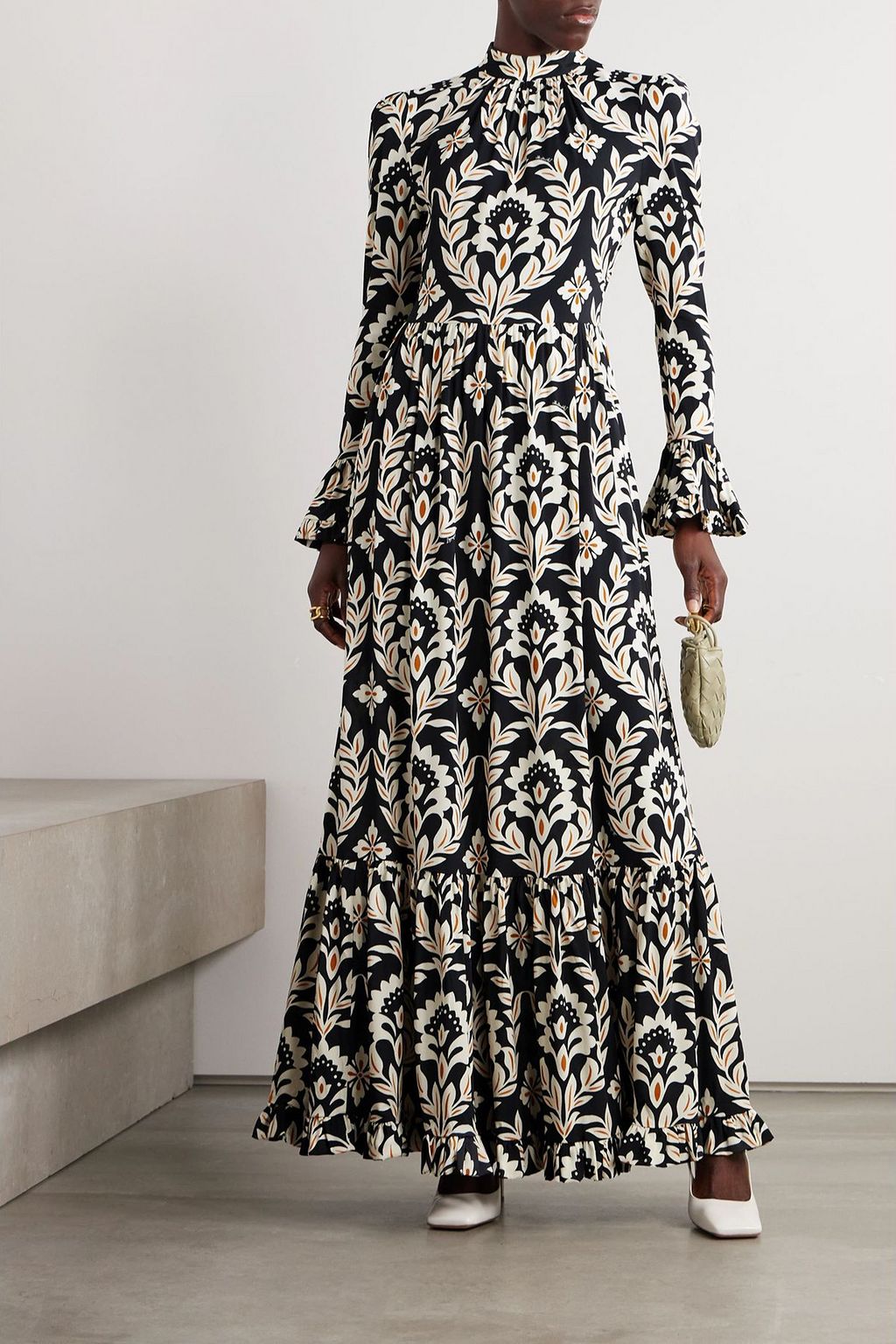 LA DOUBLEJ Visconti tiered printed crepe maxi dress