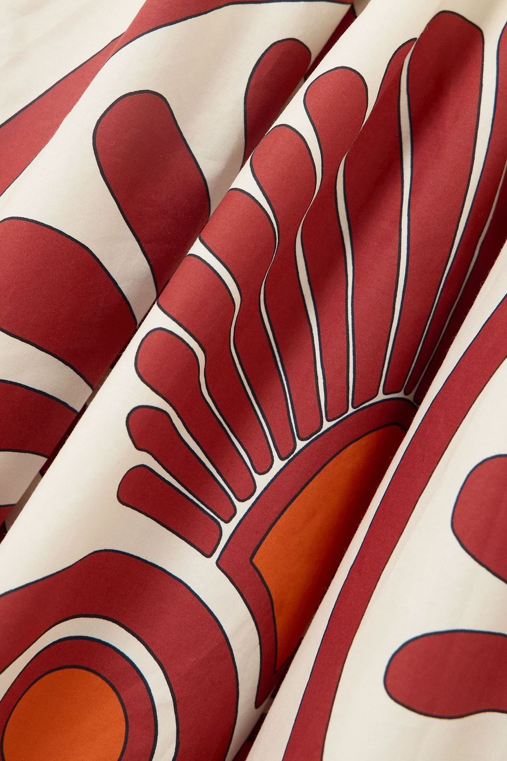 LA DOUBLEJ فستان أرتيميس طويل على شكل قميص من القطن بطبعات وبطبقات متدرجة وتصميم مزموم