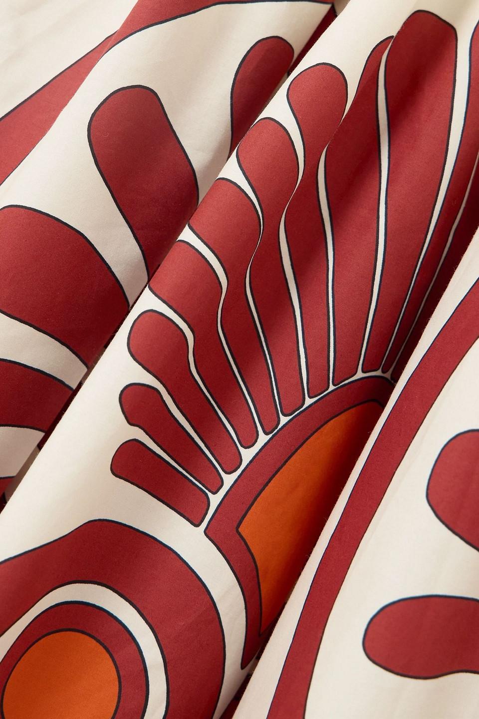 La Doublej Artemis Tiered Gathered Printed Cotton Maxi Shirt Dress In White