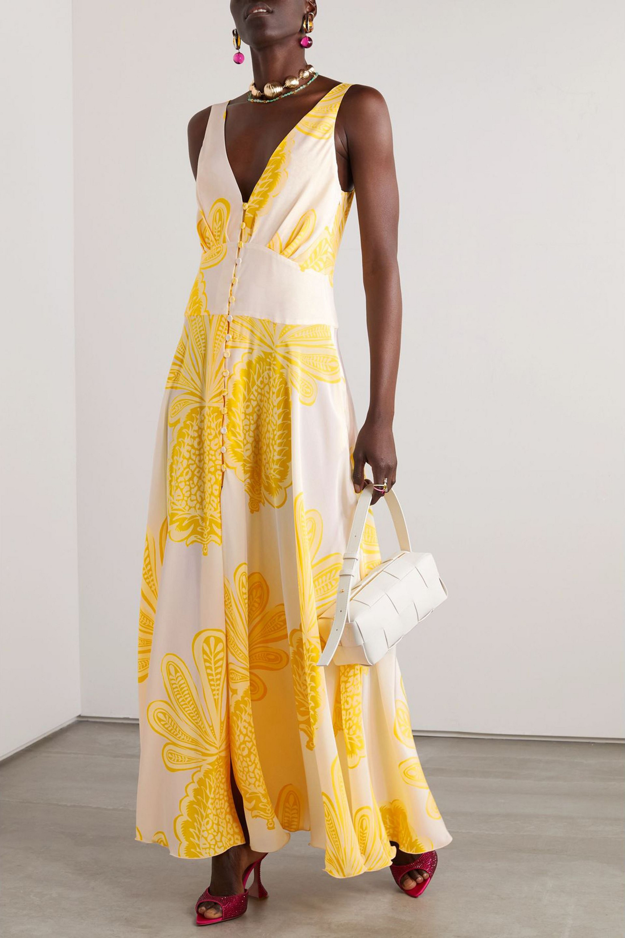 La DoubleJ Printed silk crepe de chine maxi dress