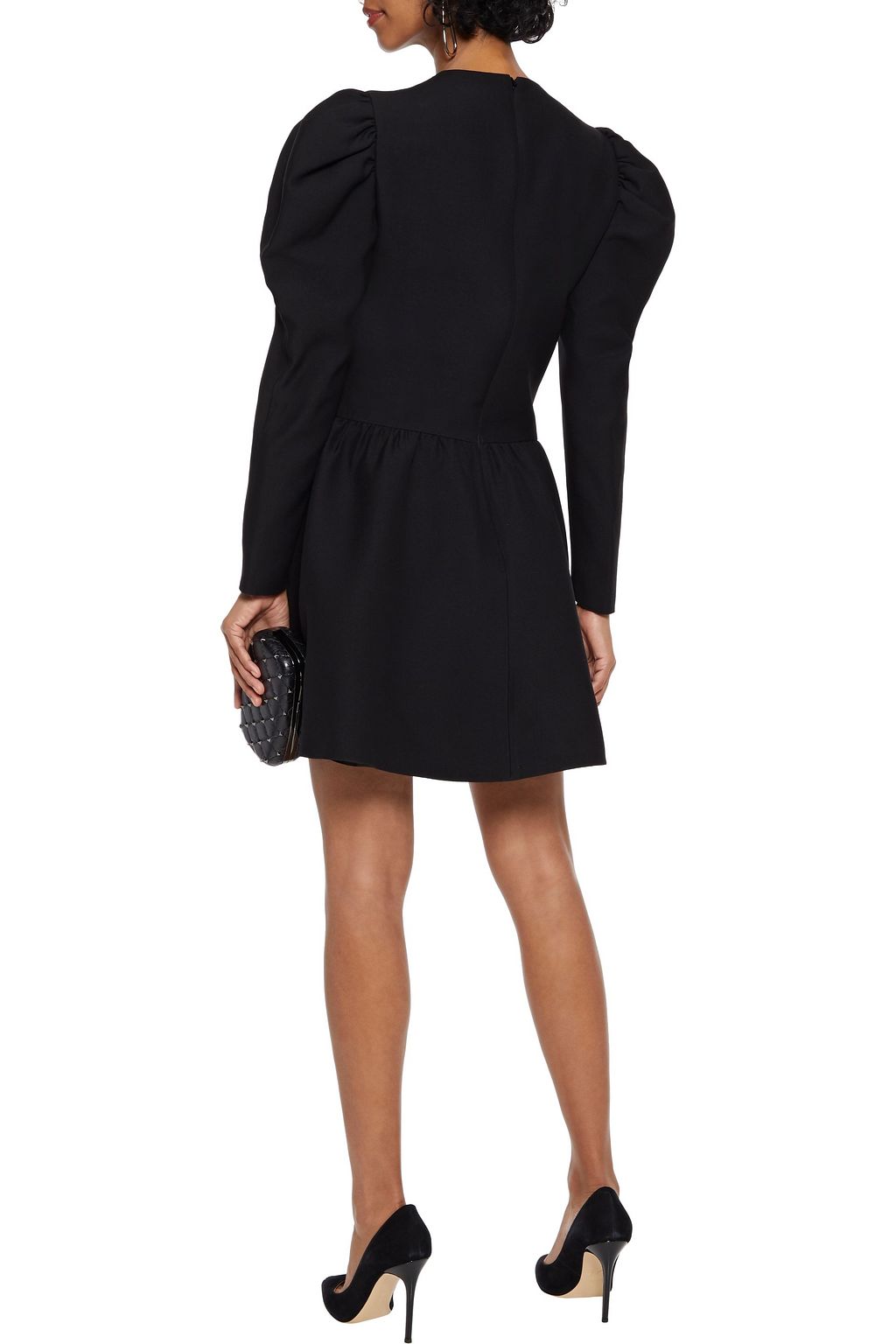 VALENTINO GARAVANI Embellished wool and silk-blend crepe mini dress