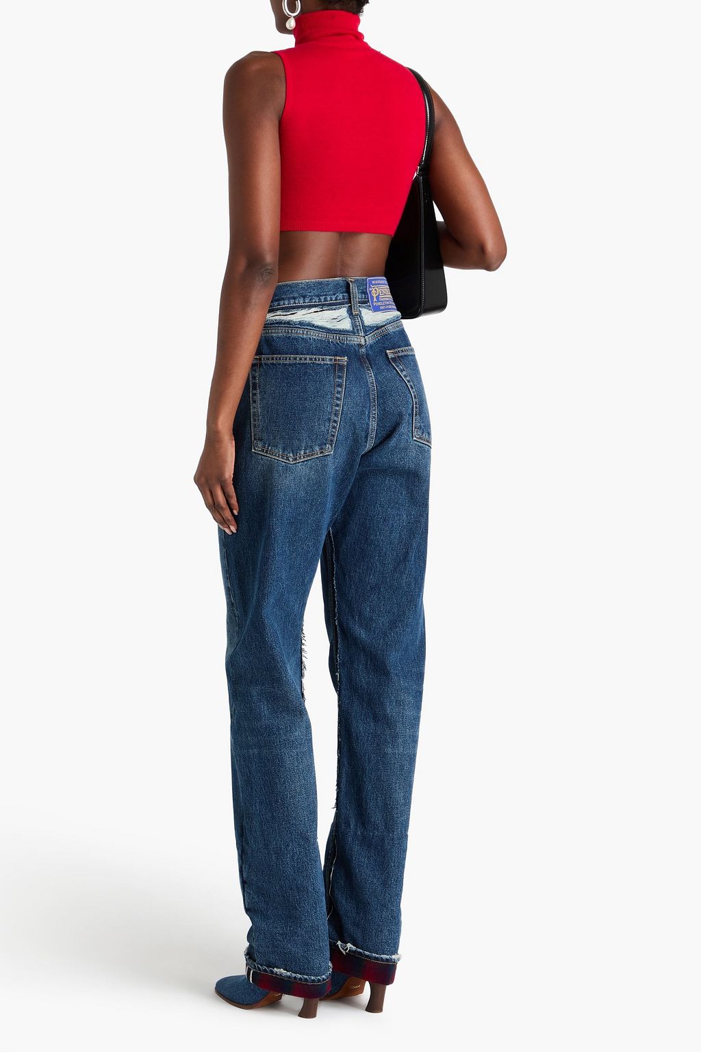 MAISON MARGIELA بنطال جينز بأرجل مستقيمة وبخصر مرتفع بتأثير معتق