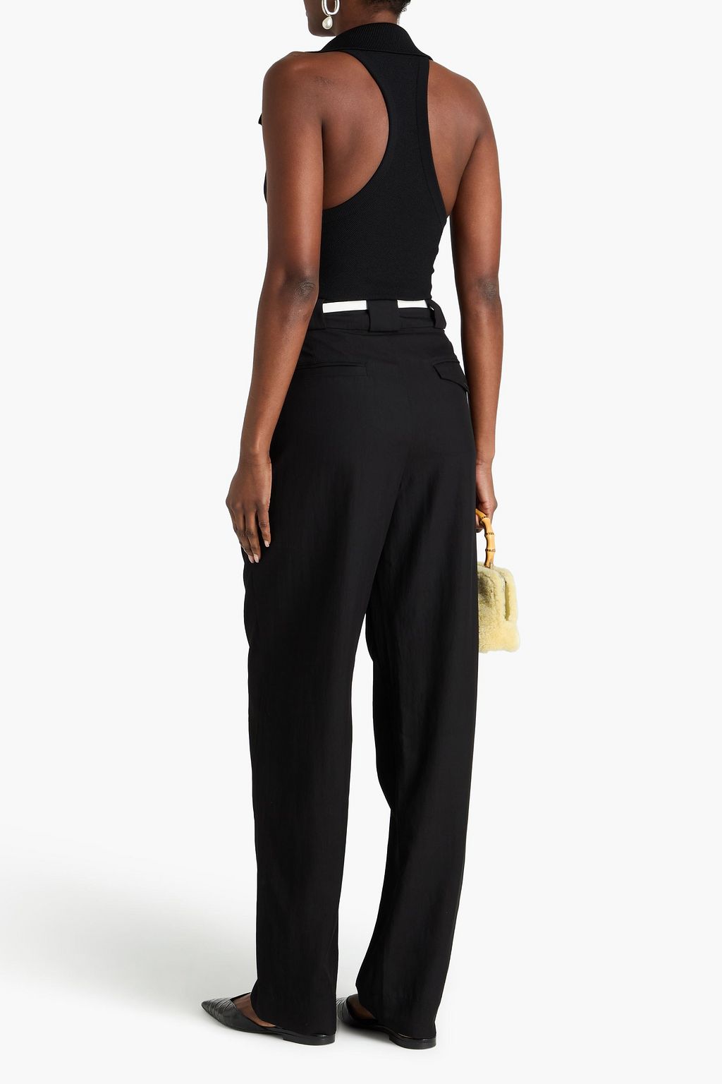 PROENZA SCHOULER PSWL بنطال بقصة تضيق تدريجياً من التويل مزين بكسرات