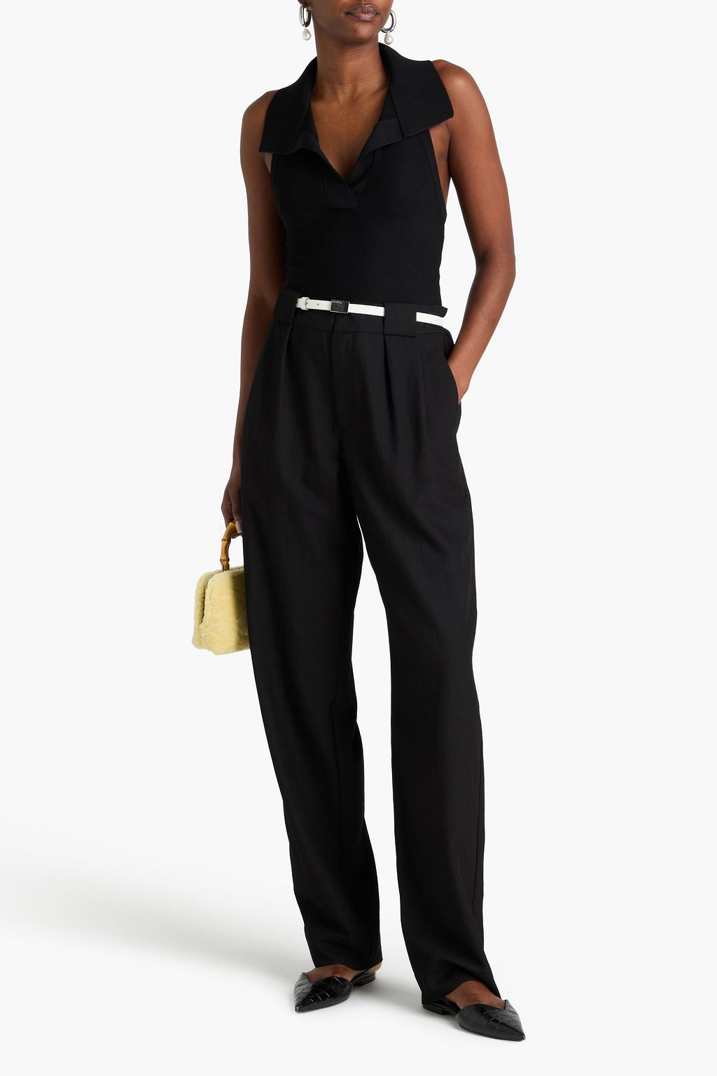 PROENZA SCHOULER PSWL بنطال بقصة تضيق تدريجياً من التويل مزين بكسرات