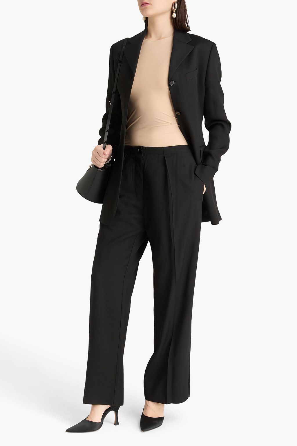 DRIES VAN NOTEN بنطال بقصة أرجل مستقيمة من الجاكار مميز بكسرات