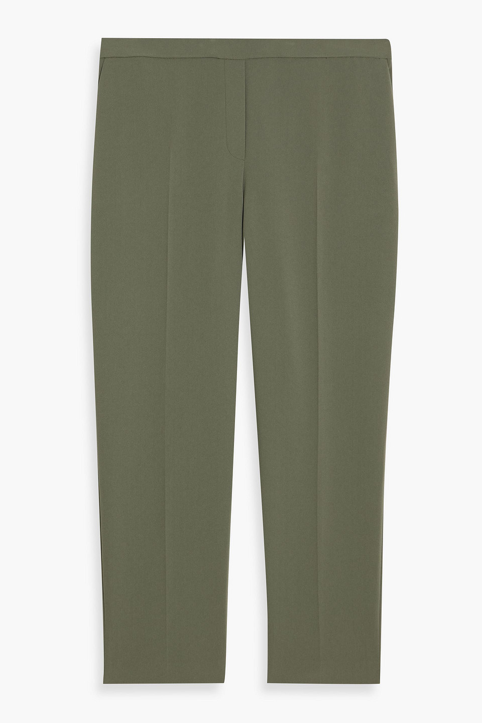 Theory Treeca Cropped Crepe Slim-leg Pants In Green