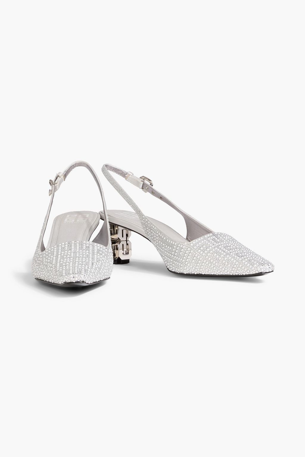 GIVENCHY G Cube embellished satin slingback pumps