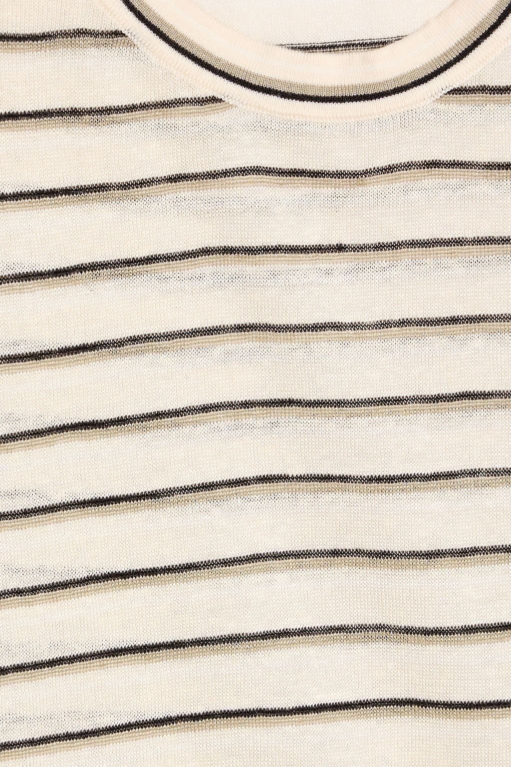THEORY Striped linen-blend T-shirt