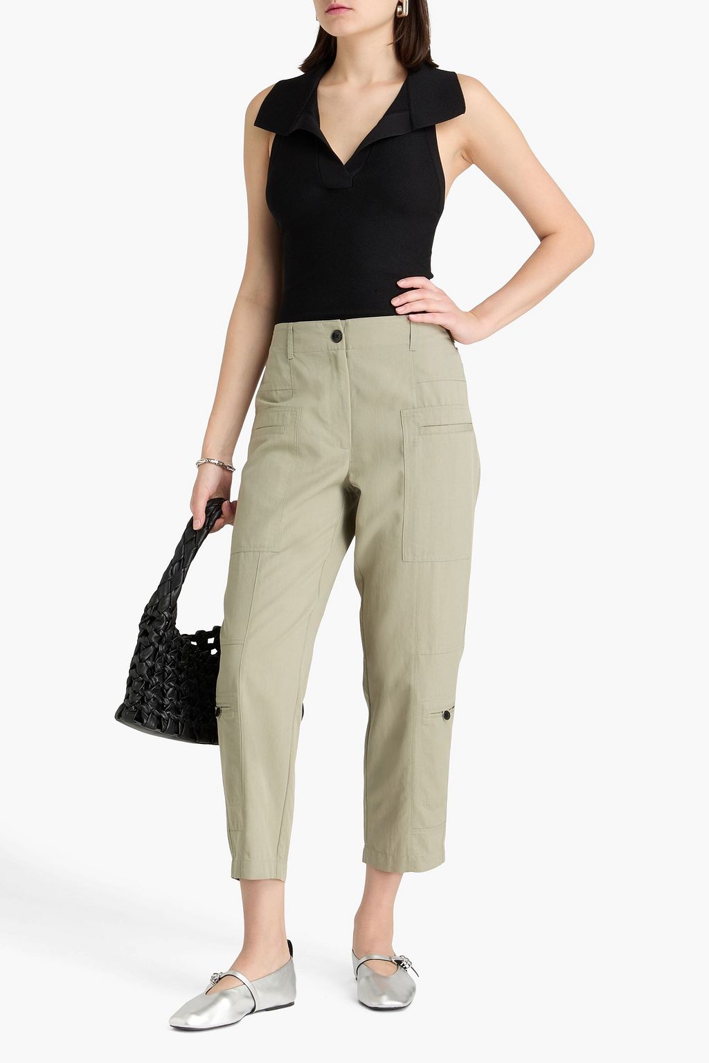 PROENZA SCHOULER PSWL بنطال قصير بقصة تضيق تدريجياً مصنوع من قماش بيكيه