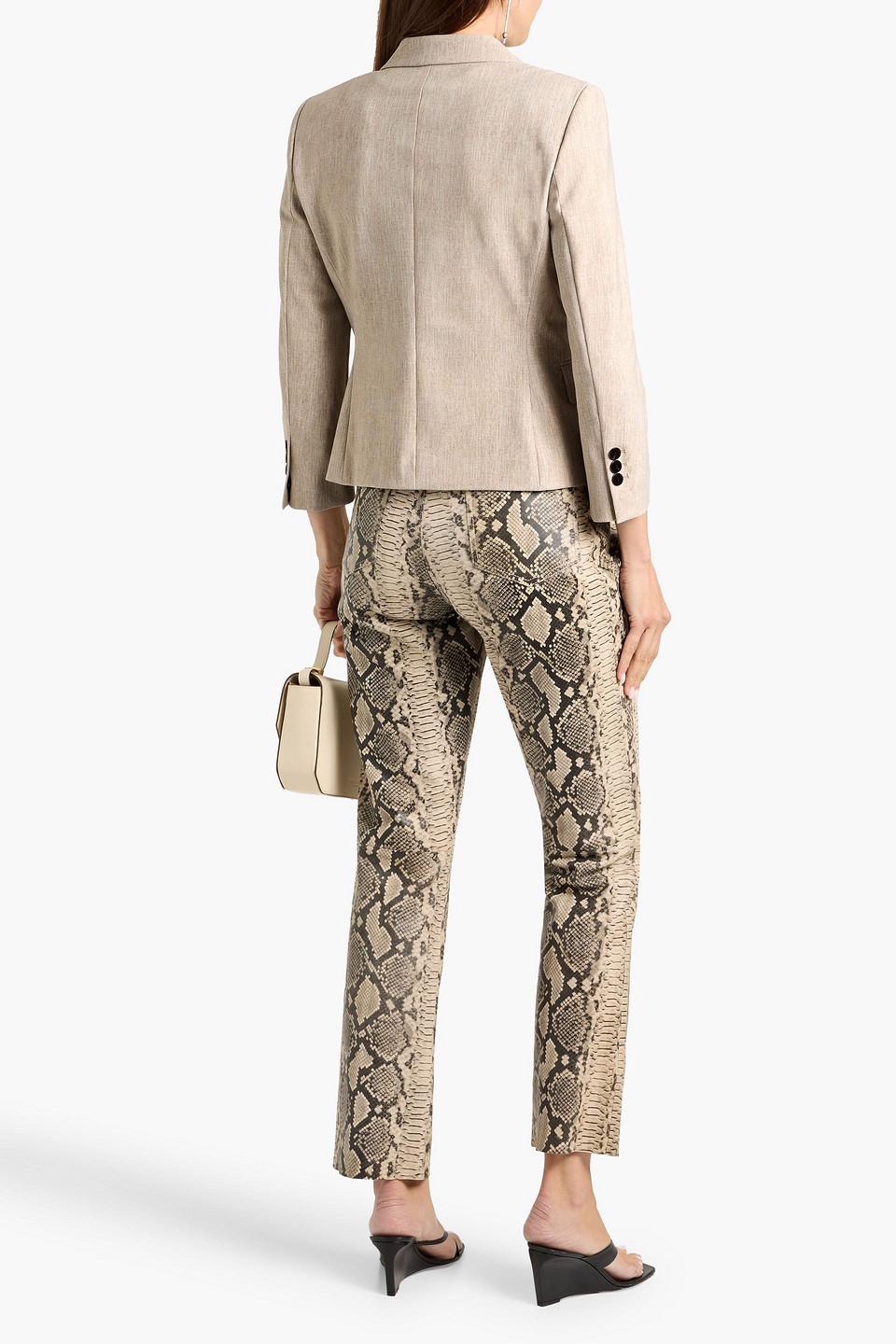 Theory Printed Ponte Blazer In Neutral