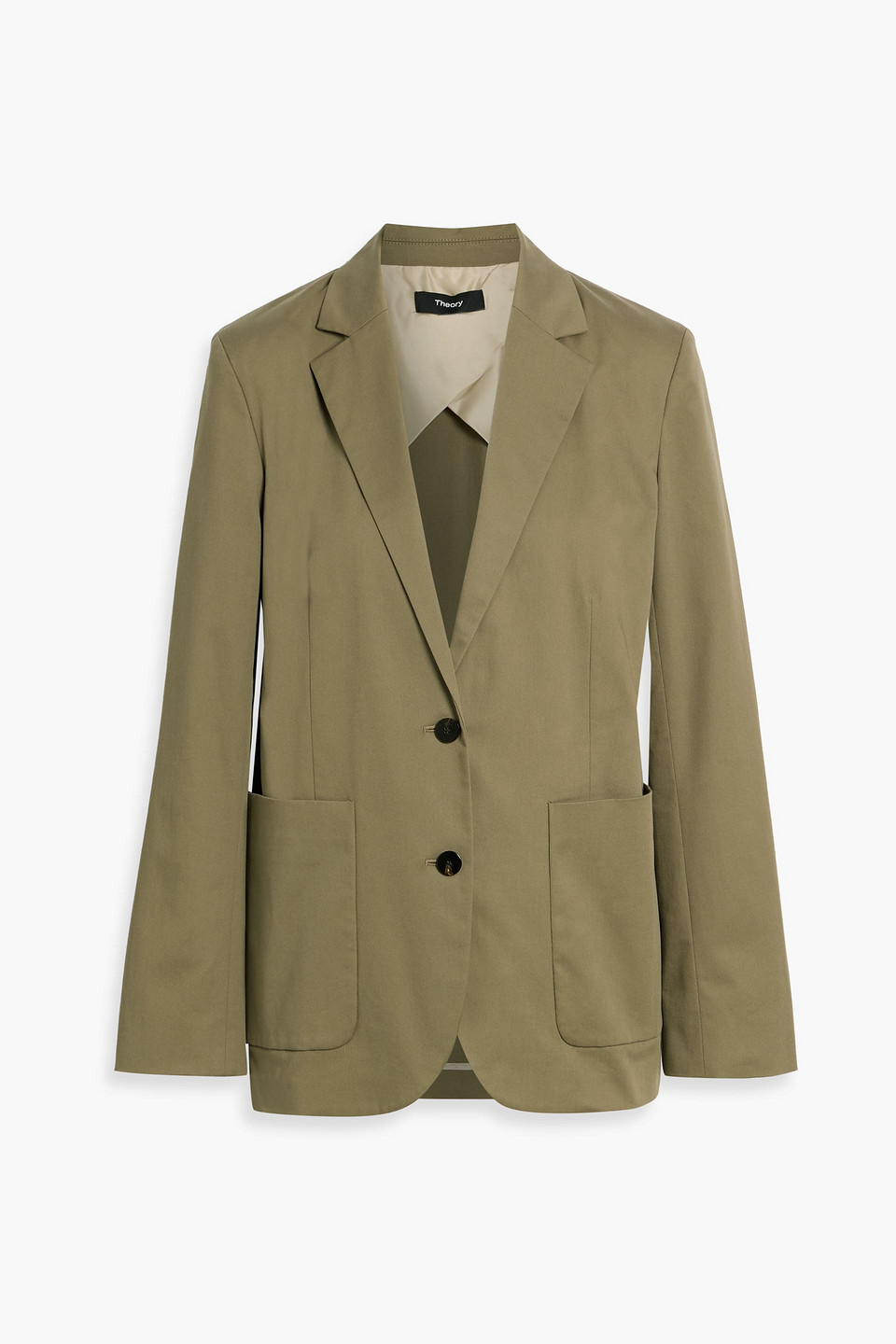 Theory Cotton-blend Twill Blazer In Green