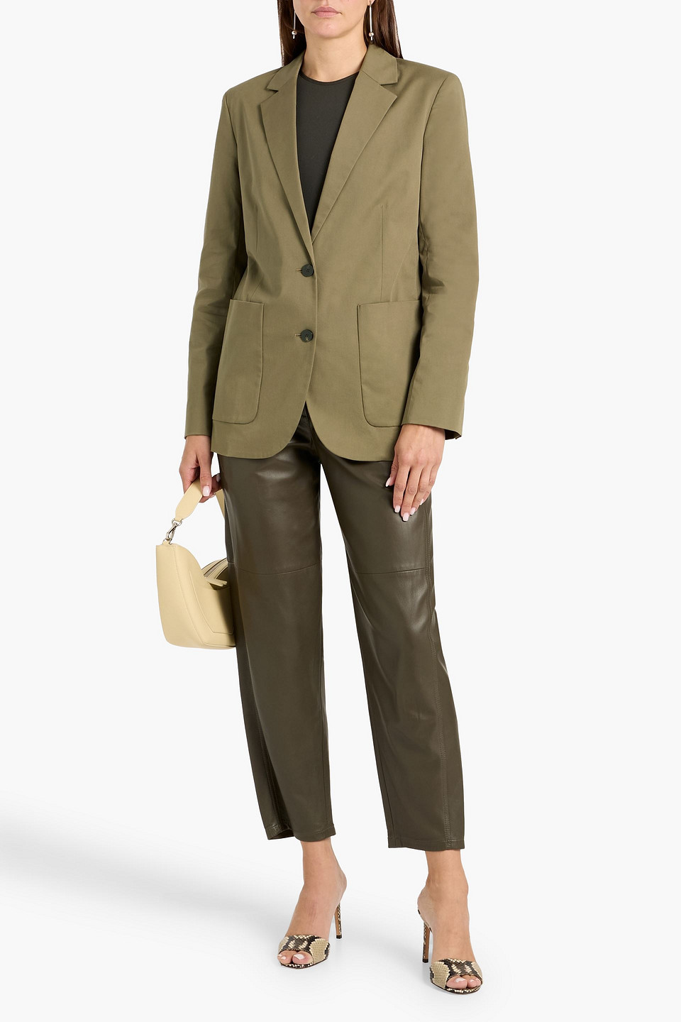 Theory Cotton-blend Twill Blazer In Green