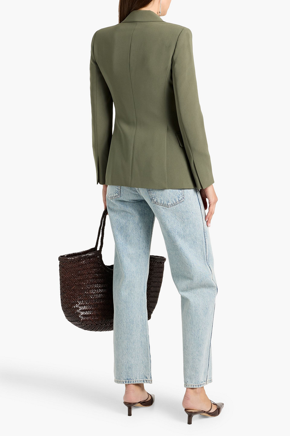 Theory Crepe Blazer In Green