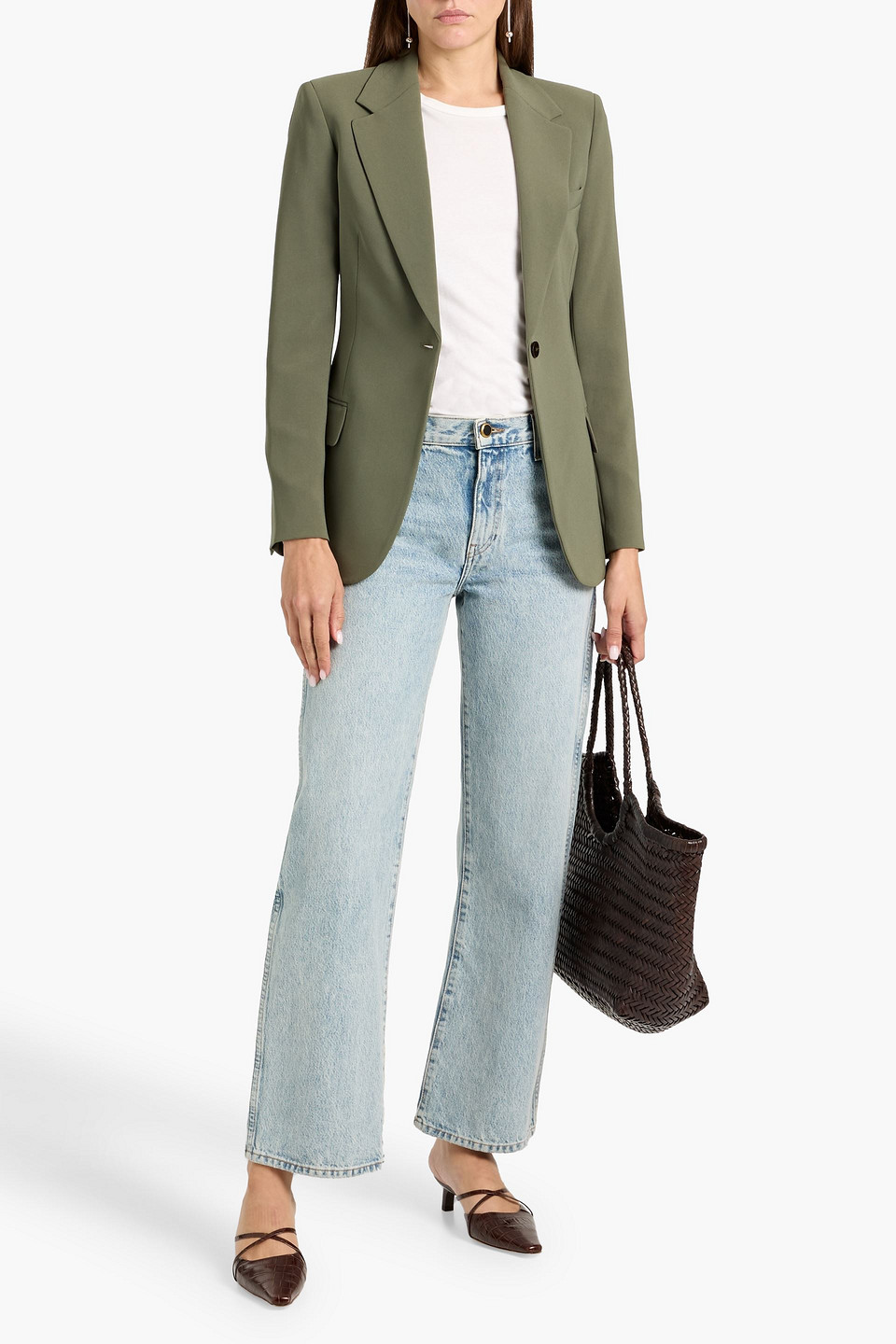Theory Crepe Blazer In Green