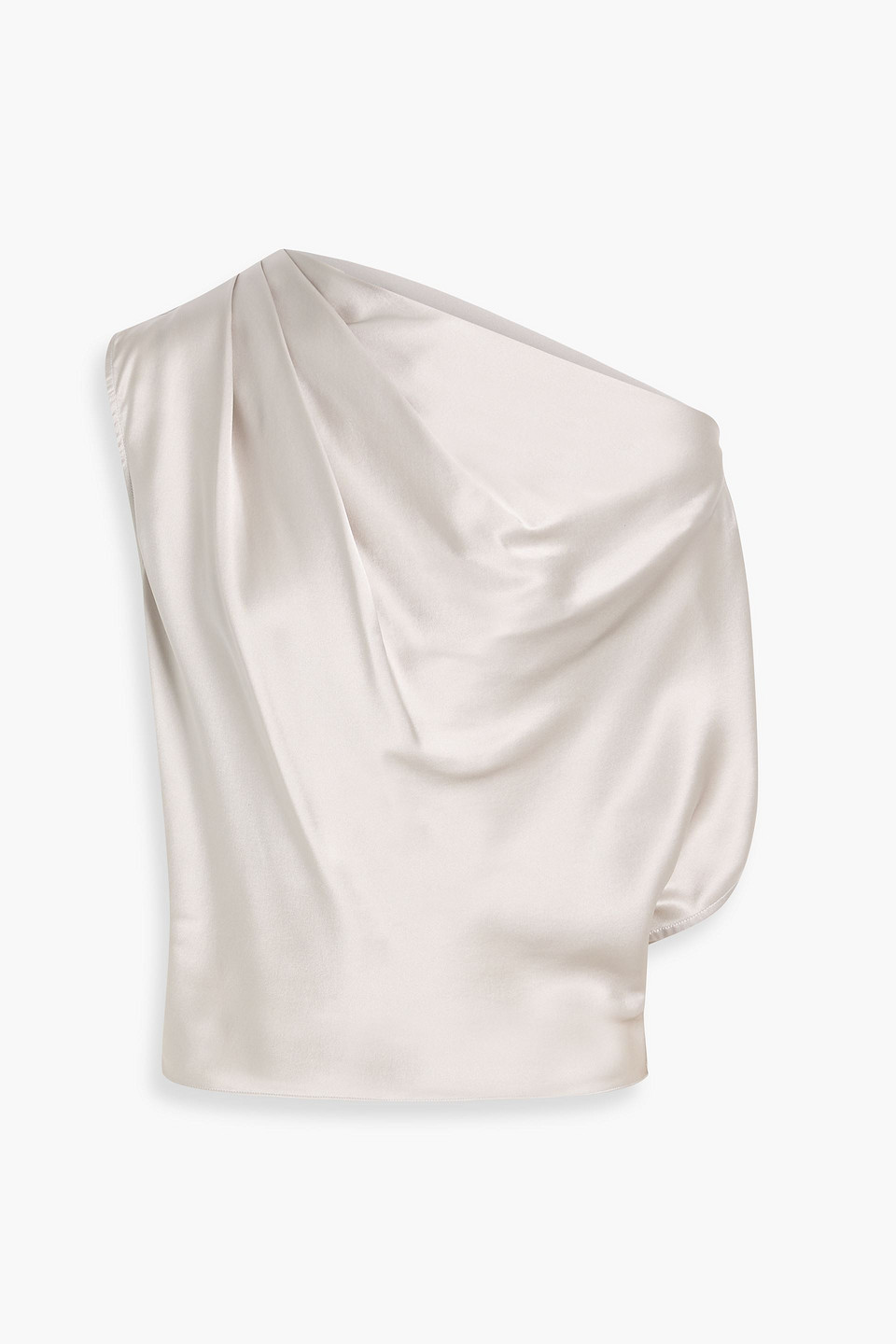 Michelle Mason One-shoulder Draped Silk-satin Top In Animal Print