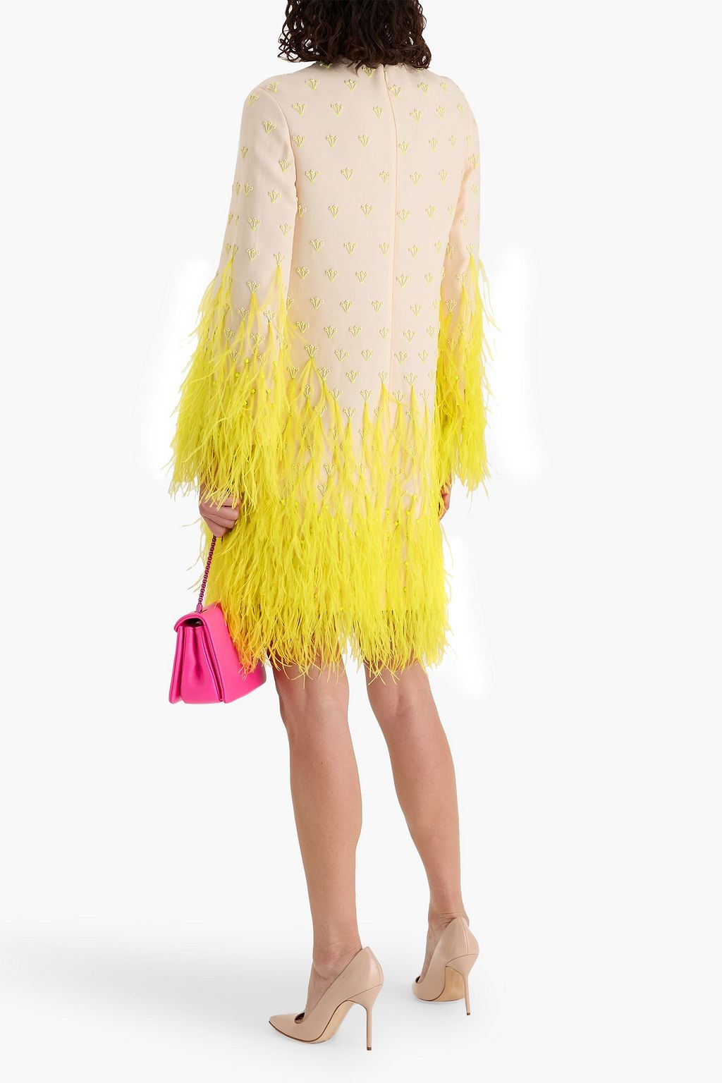 VALENTINO GARAVANI Embellished wool and silk-blend crepe mini dress