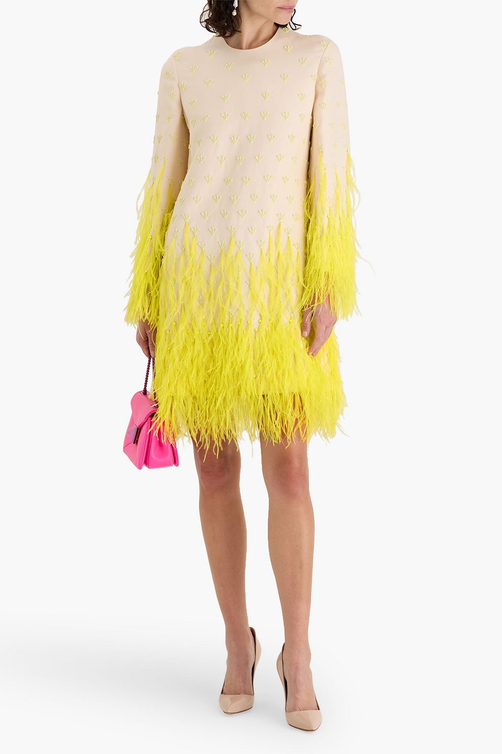 VALENTINO GARAVANI Embellished wool and silk-blend crepe mini dress