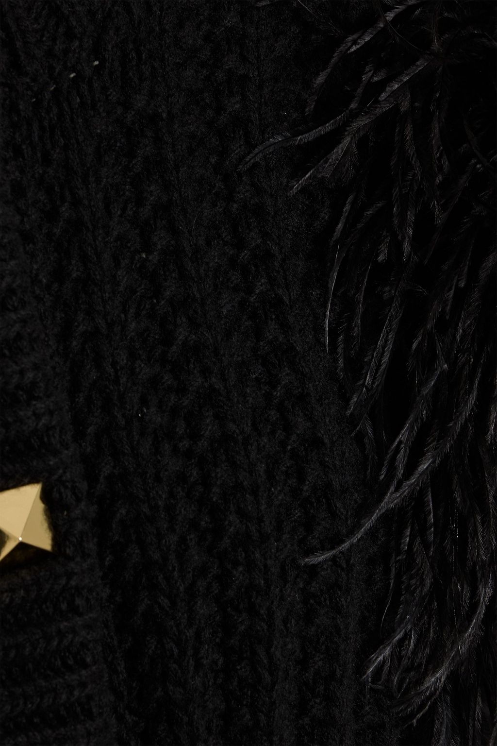 VALENTINO GARAVANI Ribbed feather-embellished wool mini dress